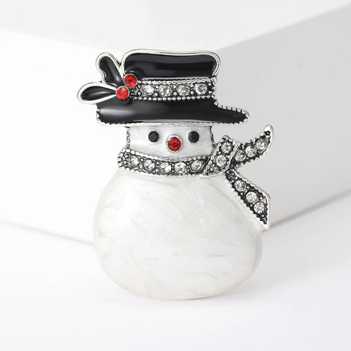 White Shell Look Snowman Brooch shown against a white display background