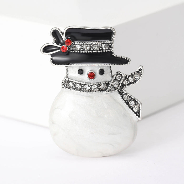 White Shell Look Snowman Brooch in 1 Style Metal Pin