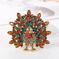 Red Gold Tone Peacock Crystal Metal Brooch Pin for Jackets and Lapels view 3