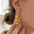 Graduated Metal Ball Cluster Drop Earrings in Polished Gold Tone view 2