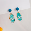 Turquoise Irregular Panel and Blue Round Stud Earrings view 1
