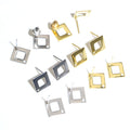 Open Square Stainless Steel Earring Posts in Gold and Silver Tones view 1