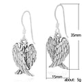 Textured Angel Wing Drop Earrings in Antique Silver Tone view 4
