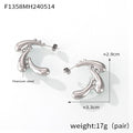Gold Steel Triple Teardrop Geometric C Stud Earrings view 6
