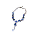 Silver Tone Blue Crystal Necklace And Earrings With Pearl Drops view 5