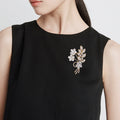 Crystal Flower Branch Bouquet Brooch in Silver and Gold view 2