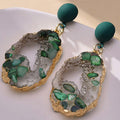 Two Style Green Irregular Openwork Dangle Earrings view 6