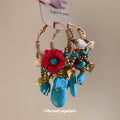 Beaded Elephant And Fish Charm Hoop Earrings Statement Jewelry view 2