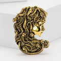 Textured Medusa Profile Brooch in Two Metallic Tones view 2