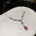 Silver Y Drop Teardrop Necklace Clear Champagne or Blue view 4
