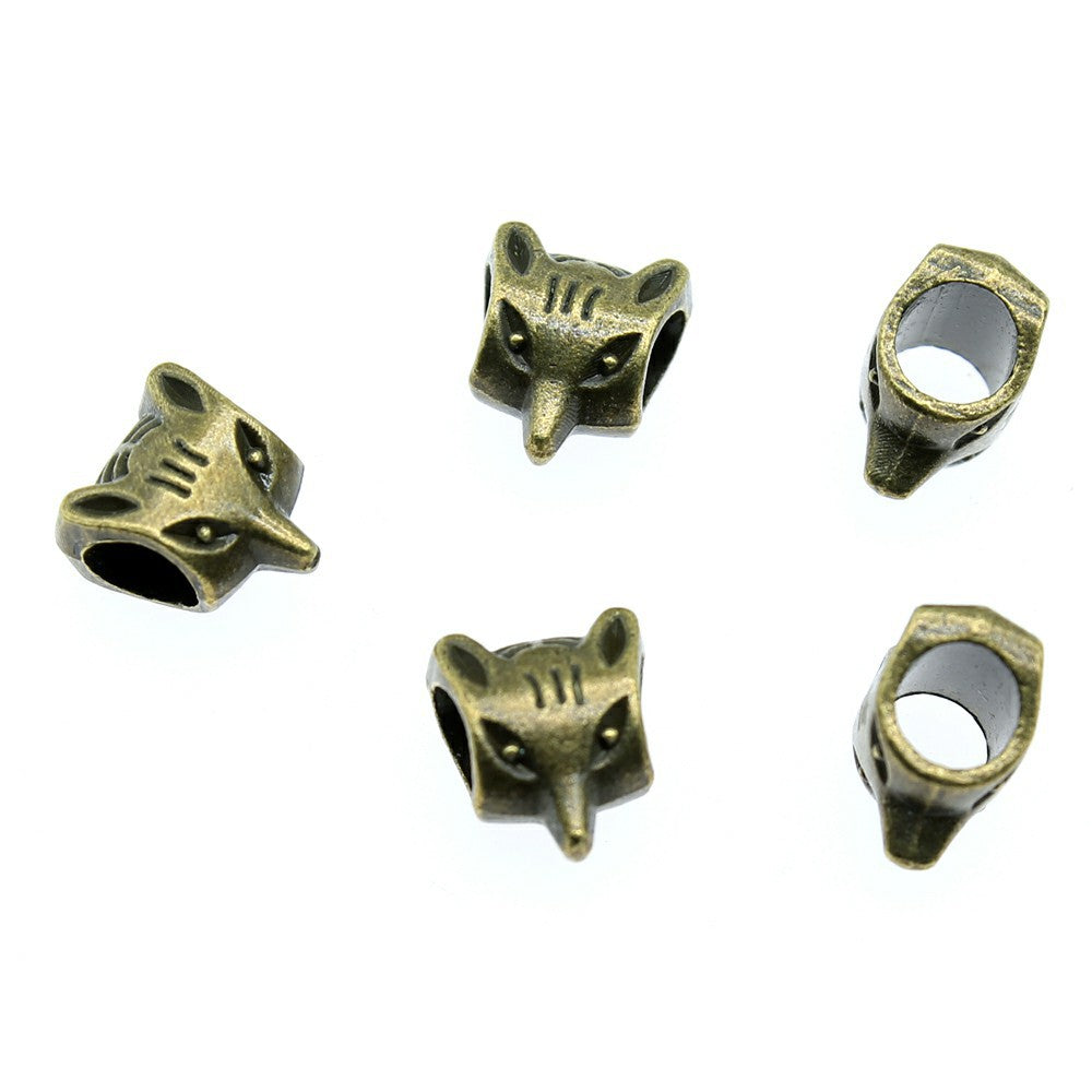 10x9x6mm 1.1g Multicolor Zinc Alloy Fox Large Hole Spacer Beads for Bracelet Necklace Jewelry Making