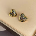 Antique Gold Black Scroll Heart Small Stud Earrings view 2
