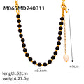 Gold Beaded Necklace Tiger Eye Pearl or Black Bead view 7
