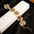 Gold Green Crystal Pearl Cluster Statement Bracelet view 2