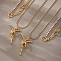 Gold Dancer Pendant Necklace And Zircon Link Chains view 3