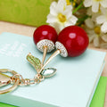 Jeweled Twin Cherry Keychains with Plain or Braided Hardware view 4