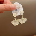 White Enamel Fan Petal Drop Earrings Fashion Jewelry for Women view 6