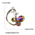 Faceted Glass Flower Brooch with Curved Crystal Stem view 6