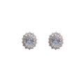 Round Cluster Crystal Halo Silver Tone Stud Earrings view 5