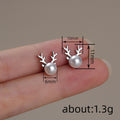 Pearl Reindeer Stud Earrings in Silver and Gold Tone view 4