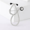 Loop Stethoscope Brooch In Metal With A Crystal-Lined Tube And Round Crystal Chestpiece view 7