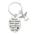 Silver Guardian Angel Keychain Drive Faster Message Tag view 5