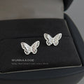Silver-Tone Openwork Mini Butterfly Stud Earrings Filigree view 4