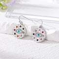 Gold and Silver Tone Crystal Evil Eye Round Hook Earrings view 5