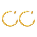 Large Twisted Flat Circular Hoop Earrings Gold And Steel Tone view 5