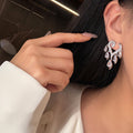 Crystal Open Heart Cascade Stud Earrings in Two Tones view 2