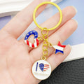 Eight Red White and Blue Flag Star and Heart Keychains view 2