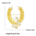 Crystal Wheat Wreath Brooch With Pearl And Bow in Three Colors view 6