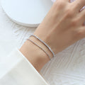 Steel Double Layer Zircon Tennis Bead Bracelet Extender view 3