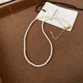 White Round Pearl Choker Necklace Gold Clasp Six Sizes view 6