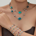 Teardrop Resin Station Necklace And Heart Glass Bracelet view 4