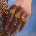 Smooth Oval Disc Open Ring Stainless Steel Gold Or Steel view 2