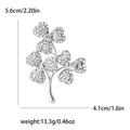 Crystal Clover Branch Brooch in Gold or Silver Tone view 7