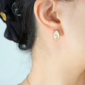 Avocado Egg Shell Pendant Necklace Stud Earrings Gold Steel view 8