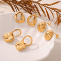 Gold Shell Drop Open Teardrop Star Stud Earrings Three Styles view 4