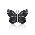Black Butterfly Brooch with Silver Lines and Crystals view 1