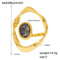 Irregular Open Frame Ring Dark Oval Czech Diamond Gold Silver view 6