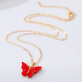 Gold Tone Acrylic Butterfly Pendant Necklaces in Eight Colors view 2