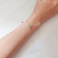 Geometric Pressed Flower Slider Bracelets with Gold Tone Chain view 2