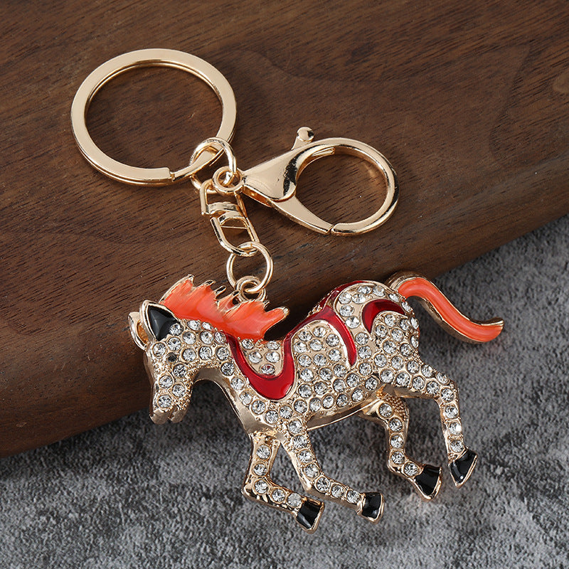 Running Horse Full Rhinestone Keychain for Bag Charm and Car Keys