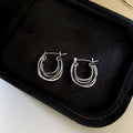 Silver Tone Double Loop Crossover Hoop Earrings Fashion Jewelry view 4
