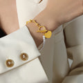 Pearl Bead Bracelet With Heart Charm OT Toggle Clasp view 6
