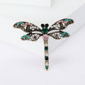 Antique Gold Filigree Dragonfly Brooch Rhinestone Wing Pin view 4