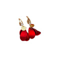 Red Curved Petal Drop Earrings With Crystal Accents view 5