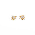 Crystal Look Bow and Heart Gold Small Stud Earrings view 5