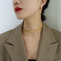 Double Layer Rhombus Sequin Choker Necklace Gold Steel Rose view 3